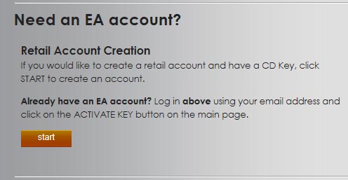 Creazione account EA